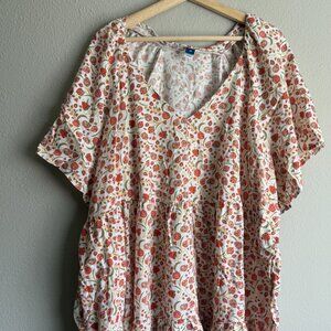3X Old Navy Lightweight Relaxed Fit White w/ Floral Mini Dress